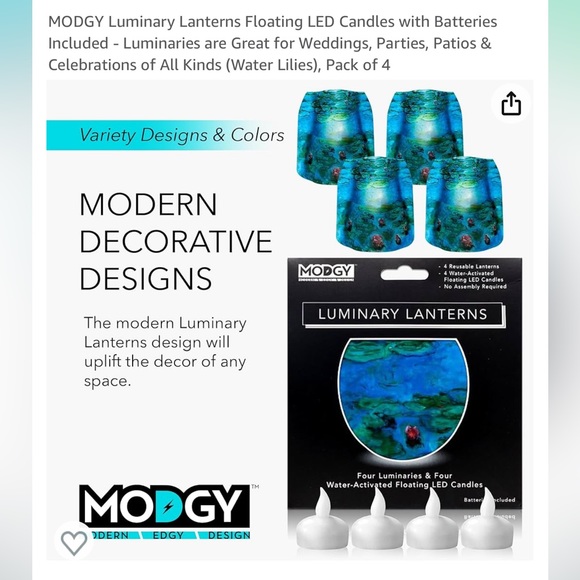 MODGY LUMINARY CANDLES - WATER LILIES - PACK OF FOUR - Picture 4 of 8